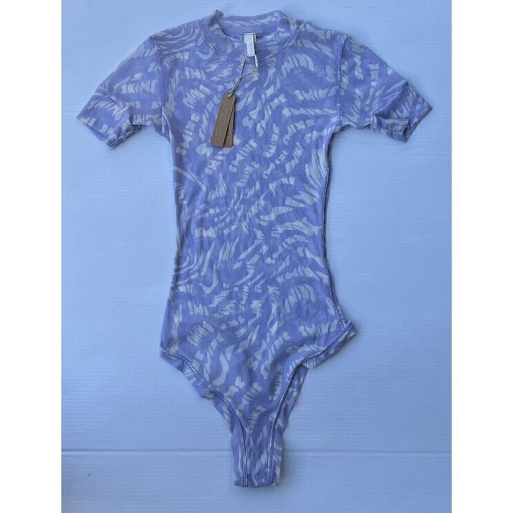 SKIMS Kim Kardashian Plus SUMMER Mesh Lilac Swirl T-Shirt Bodysuit Size XXS